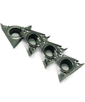 High-Performance Indexable Carbide Lathe Tool TCGT110208 For Aluminum Turning And CNC Cutting With H01 Grades inserted in a row.