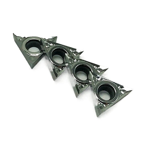 High-Performance Indexable Carbide Lathe Tool TCGT110208 For Aluminum Turning And CNC Cutting With H01 Grades inserted in a row.