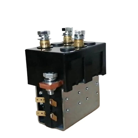 Heavy Duty Dc182 12V Contactor For Excavator And Forklift with metal base, black casing, and terminal connections.