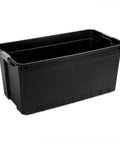 Heavy Duty Workhorse Plastic Storage Tote 50 Gallon Bulk Nine Pack Featuring Secure Snap Latching Lids Stackable Bin Set in black.