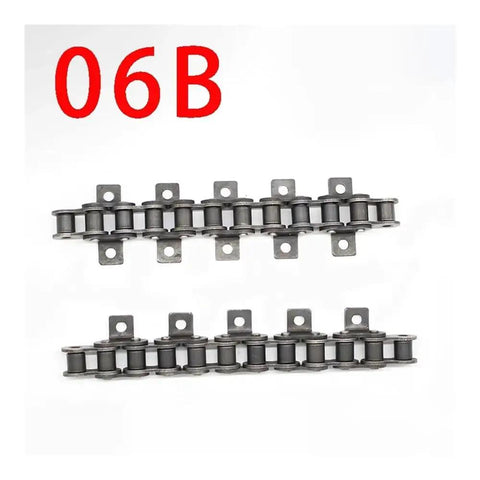 1.5 Meter 06B Short Pitch Roller Chain With Single And Double Bend Ears, Straight Roller Chain For Industrial Drive, Single Row 06B 2 Ears, Heavy Duty High Carbon Steel, Smooth Surface, Durable And Long Lasting
