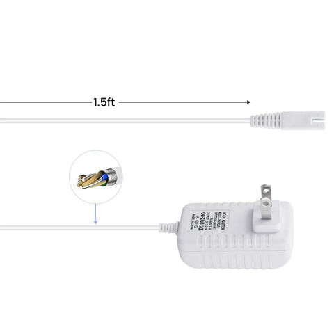 Charger Replacement For Water Flosser 3 Volt Output 0.2 Amp Power Cord 5 Feet White Compatible With WP360W WP462 WP450 Models Travel Ready Safe