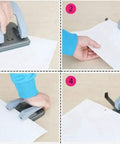Demonstration of Two Hole Puncher For Paper And Crafts, Adjustable 3.15 Inch Hole Spacing, Squeeze To Punch Up To 20 Sheets
