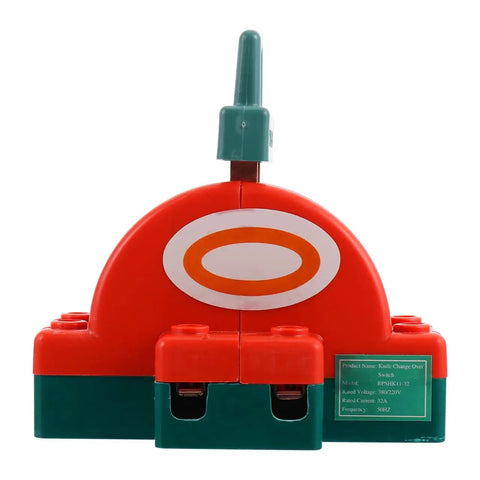 Visible Disconnect Knife Switch 32A 220V DPDT Two Pole Power Isolation with red and green semicircular design