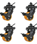 Four Pack 8 Inch ISO Shipping Container Caster Wheels With Brakes 11000 Lbs WLL Per Wheel Swivel Plate With Twist Lock