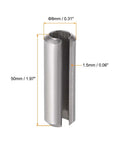 Slotted Spring Pin M8 X 50mm 304 Stainless Steel Roll Pin With Chamfered Ends, side view with measurements.
