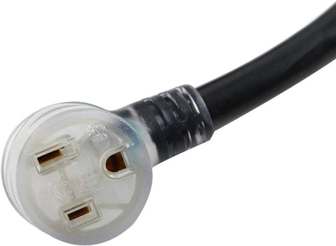 Close-up of plug end on Heavy Duty 25 Foot 220V Welder Extension Cord 8 Gauge NEMA 6 50 Welding Lead With Lighted End