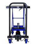 Heavy Duty Hydraulic Lift Trolley With Four Smooth Rolling Casters And Adjustable Scissor Platform For Shop Tool Hauling Equipment And Parts Movement Built Tough Supports 500 Pounds front view with hydraulic lift mechanism