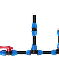 Heavy Duty Pe Water Pipe Quick Connector With Quick Shut Off Valve Durable Plastic Coupling Fittings For 20 To 50 Mm Tubing in black and blue.