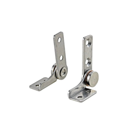 Front and side views of two Flozari 304 stainless steel torque damping hinges with mounting brackets TA-Right 3.0 N.m