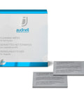 Front view of Audinell Cleaning Wipes box with 30 alcohol-free wipes for hearing aids