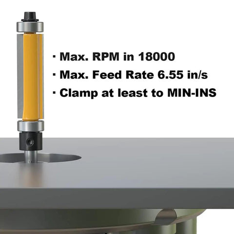 Top and Bottom Bearing Flush Trim Router Bit One Quarter Inch Shank Pro Grade Carbide Inserts for Durability shown in operation.