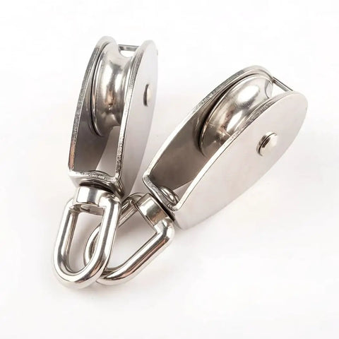 4 Pack M25 Stainless Steel Single Pulley Blocks For Lifting And Towing, 330 Lb Working Load Limit Snatch Blocks, Dual Line Setup, Ideal For Home DIY, Camping, And Hobby Hoisting, polished 304 stainless steel snatch blocks