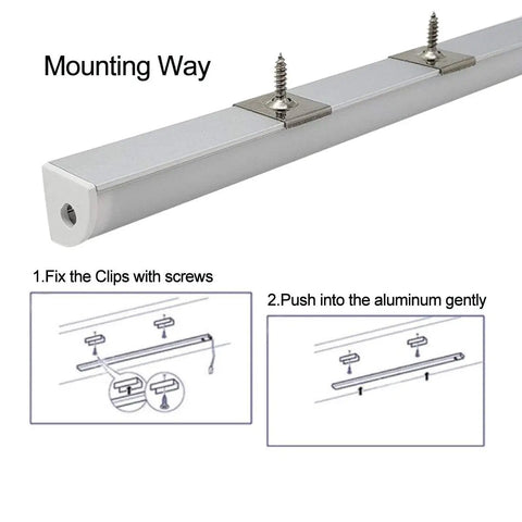 Mounting instructions for 6-Pack 1ft Aluminum LED Channel System With V Shape Diffuser Cover End Caps And Mounting Clips For Indoor LED Strips