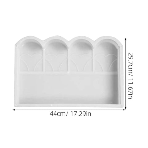 Garden Fence Concrete Mold For DIY Projects Reusable Plastic Cement Brick Mold For Courtyard Rail Patio Sidewalk Lawn Edging 17.32x11.69 Inch Form Kit Easy Pour Accurate Shapes shown with dimensions 17.32x11.69 inches