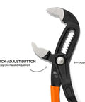 7 Inch Adjustable Pliers With Quick Adjust Klaw Pump Pliers Design For Maximum Torque, V Jaw And Hardened Teeth For Slip Free Gripping
