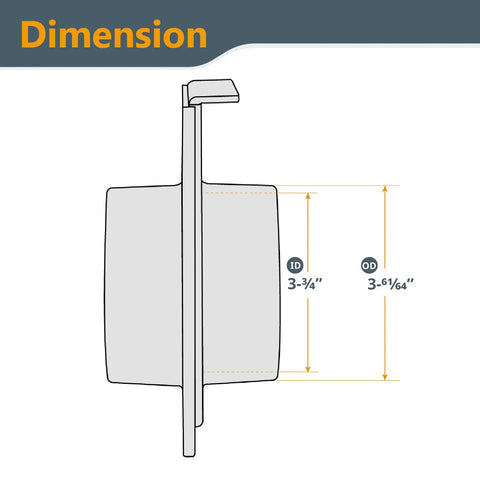 Diagram showing dimensions of 4 Inch Blast Gate For Dust Collection System Fits 4 Inch ID Hoses And Ports