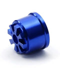 Tough As Nails Metal Differential Carrier For 1/10 Summit RC Crawler Upgrade Diff Case Replacement Housing Precision Machined Blue Anodized Heavy Duty Rig Part Built To Outrun Trail Abuse viewed from side with intricate details