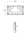 Technical drawing of Backplate Drawer Pulls Set of 10 Black Metal Cabinet Handles with size dimensions and installation details.
