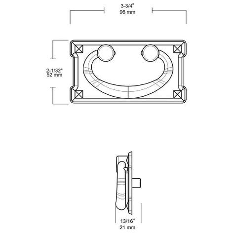 Technical drawing of Backplate Drawer Pulls Set of 10 Black Metal Cabinet Handles with size dimensions and installation details.