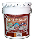3 Pack Of 5 Gallons Pecan Oil Based Exterior Wood Stain Sealant Semi Transparent Deck Fence Siding Workhorse Performance The Real Deal Smooth Brush On Application No Laps Or Streaks Rain Ready Beat The Elements in a white bucket.