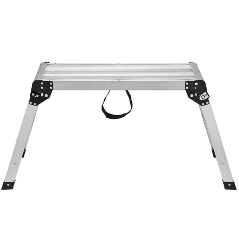 Foldable Aluminum Work Platform 30 by 12 by 20 Inches, Heavy Duty Stool Ladder With 330 Lb Load Capacity, Non Slip Feet, Perfect For Vehicle Washing, Cleaning, Painting, Decorating, And Home Projects, folded side view