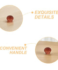 8 Pack Wood Dresser Knobs With Classic Brown Tone Provide Quick Cabinet And Drawer Handle Replacement To Instantly Liven Up Your Kitchen Or Bedroom With Effortless Setup And Timeless Vintage Vibes, top view of knob on wooden surface.