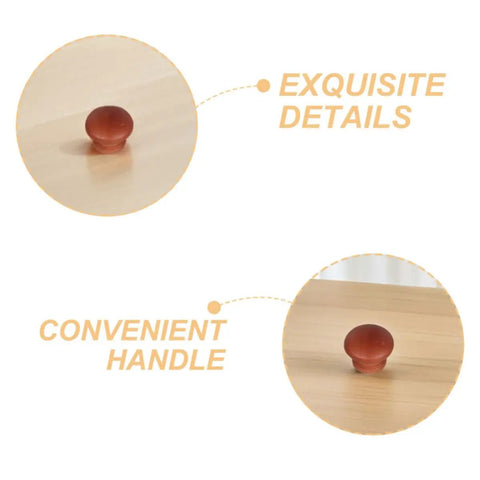8 Pack Wood Dresser Knobs With Classic Brown Tone Provide Quick Cabinet And Drawer Handle Replacement To Instantly Liven Up Your Kitchen Or Bedroom With Effortless Setup And Timeless Vintage Vibes, top view of knob on wooden surface.