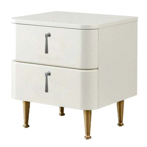 White cabinet with gold legs featuring sturdy zinc alloy cabinet pull handles with screws, sleek door and drawer pulls for closets.