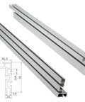 Heavy Duty Aluminum T Track Slot System With Fast Slide Miter Bar Jig That Glides Like Silk On Table Saw Router Table, shown in sections.