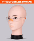 Mannequin wearing 120 Pack Clear Safety Glasses For Men And Women Durable Working Eyewear And Goggles For Ultimate Eye Protection