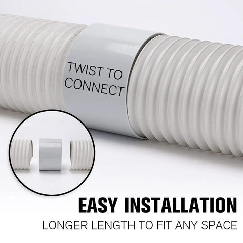 Two Pack Portable Air Conditioner Exhaust Hose With Coupler 5.9 Inch Diameter Anti Clockwise Thread Universal Duct Kit shown with connectors.
