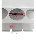 Close-up of Pneumatic Tool Holder And Aerosol Rack Combo Wall Mount showing dimensions and slots, made in USA.