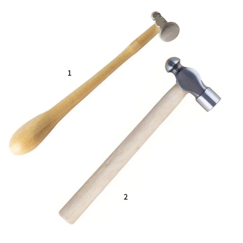 Jewelry Hammer With Solid Wood Handle And Iron Head For Precise Metalworking, Flat Face Mallet For Driving Pins And Rivets displayed.