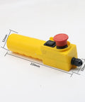 Get The Uybwwv Cop 61drh Crane Control Electric Hoist with ergonomic yellow design, emergency stop button, and control key.