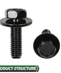 20 Pcs M6 Stainless Steel Hex Head Car Body Bolts Set For Honda And GM Models 1.0 X 20mm 10mm Hex 17mm Washers Black Finish