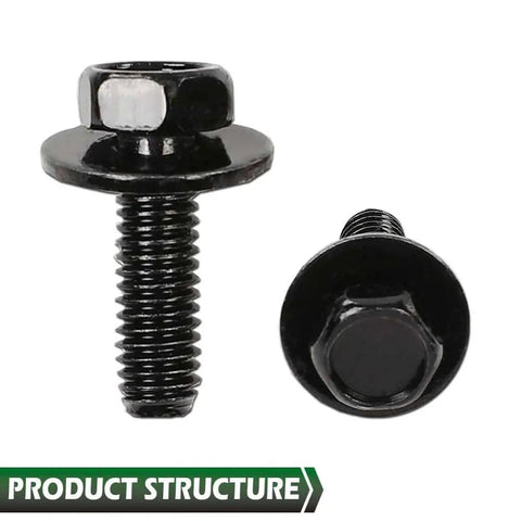 20 Pcs M6 Stainless Steel Hex Head Car Body Bolts Set For Honda And GM Models 1.0 X 20mm 10mm Hex 17mm Washers Black Finish