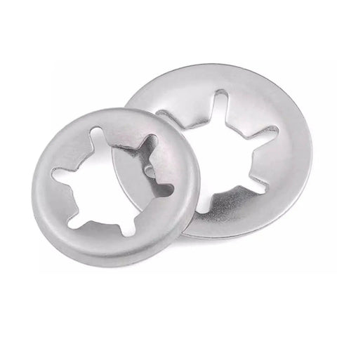304 Stainless Steel Bearing Retaining Rings And Snap Rings Kit, 13 Sizes From 3mm To 12mm Inner Diameter, Regular Flanged Type Spring Clips, close-up view