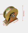 Rigid Track Wheel With Bracket Sliding Gate Roller, Heavy Duty, 100mm, galvanized 45 steel, double bearings, measurements shown