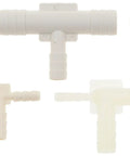Universal vacuum connector kit with assorted shapes T, Y, F, L, and straight plastic tubing connectors for auto DIY projects.