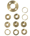Beefed Up Brass Router Template Guide Bushing Kit With Lock Nut Adapter And Sturdy Bag For Knockout Dovetail Hinge Routing includes brass rings.