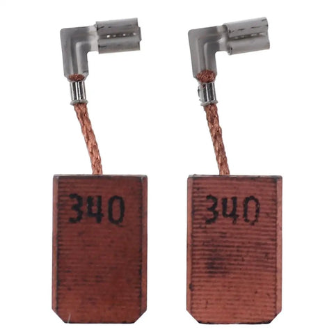 Heavy Duty Copper Carbon Brush Replacement Set Fits Various Cordless Power Tools OEM Authorized Motor Maintenance Upgrade, showing two 340 carbon brushes.