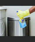 Air And Fabric Odor Eliminator 32 Oz Fast Acting No Color Spray used near trash can for home, car, and office freshness.