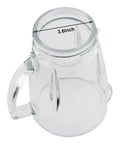 Bottom view of 6 cup clear Glass Jar With Lid Replacement For Oster Pro 1200 Blender, compatible with BLSTMB CBG CBF BBG models