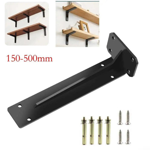 Beefy Heavy Duty Shelf Brackets 150 To 500mm Black Steel L Shaped Wall Mount For Shelves Floating Bookcase DIY Kitchen Garage 36 Kg