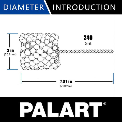 Palart 3-inch flexible cylinder hone tool with 240-grit silicon carbide, ball-style abrasive for honing and deburring.