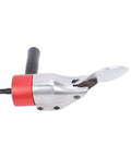 Omquot Electric Metal Shear Drill Attachment Crv Steel Blade Cuts Iron Stainless Aluminum Sheets Effortlessly with red handle.