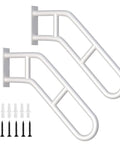 Two Pack 27 Inch Bent White Stair Handrails For Indoor Or Outdoor Use Wall Mounted With Anti Skid Crossbars For Safe Steps