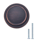 Oil Rubbed Bronze Cabinet Knobs Set for Kitchen and Drawers 1.25 Inch Diameter Straight Top Ring Style 25 Pack with screws