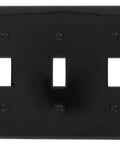 Three Gang Toggle Wall Plate Black Durable Thermoplastic Nylon Standard Size Device Mount 1 Pack Model 80711 E front view